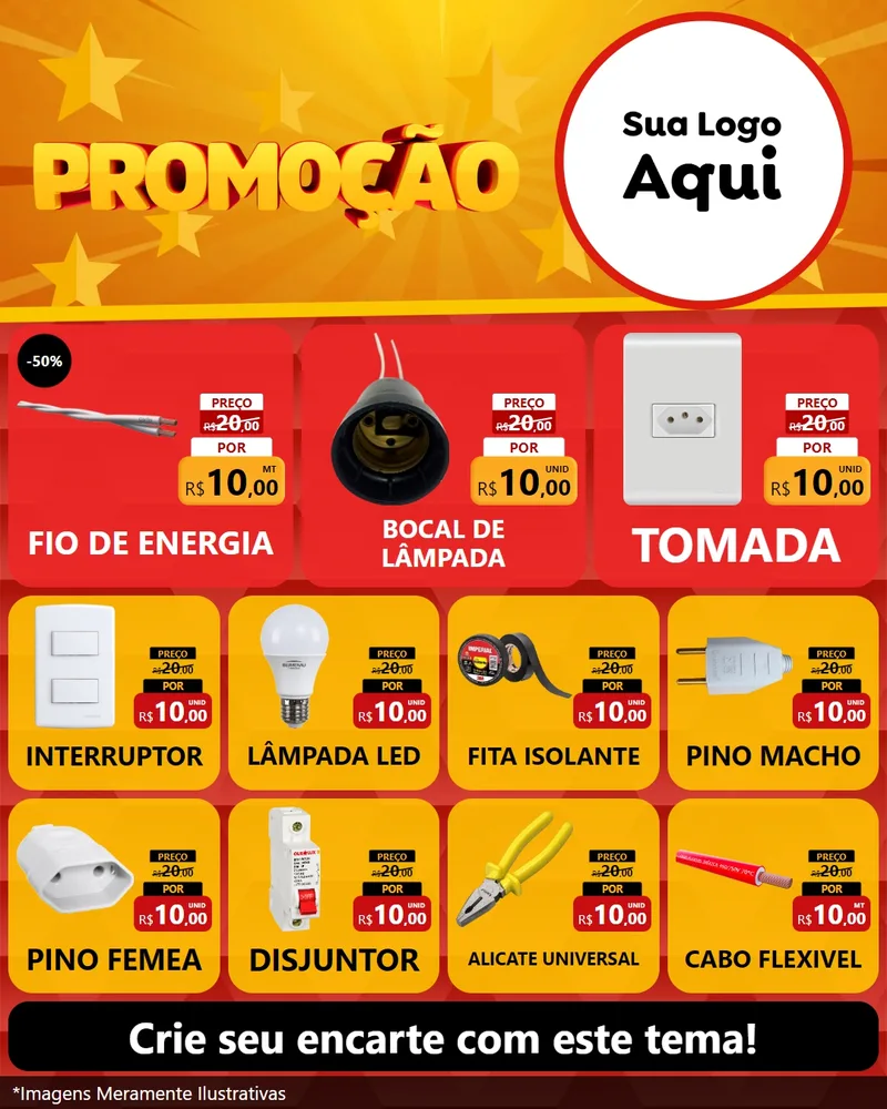 Modelo de Rede Social para Feed Instagram com o tema Promoção para Materiais Elétricos