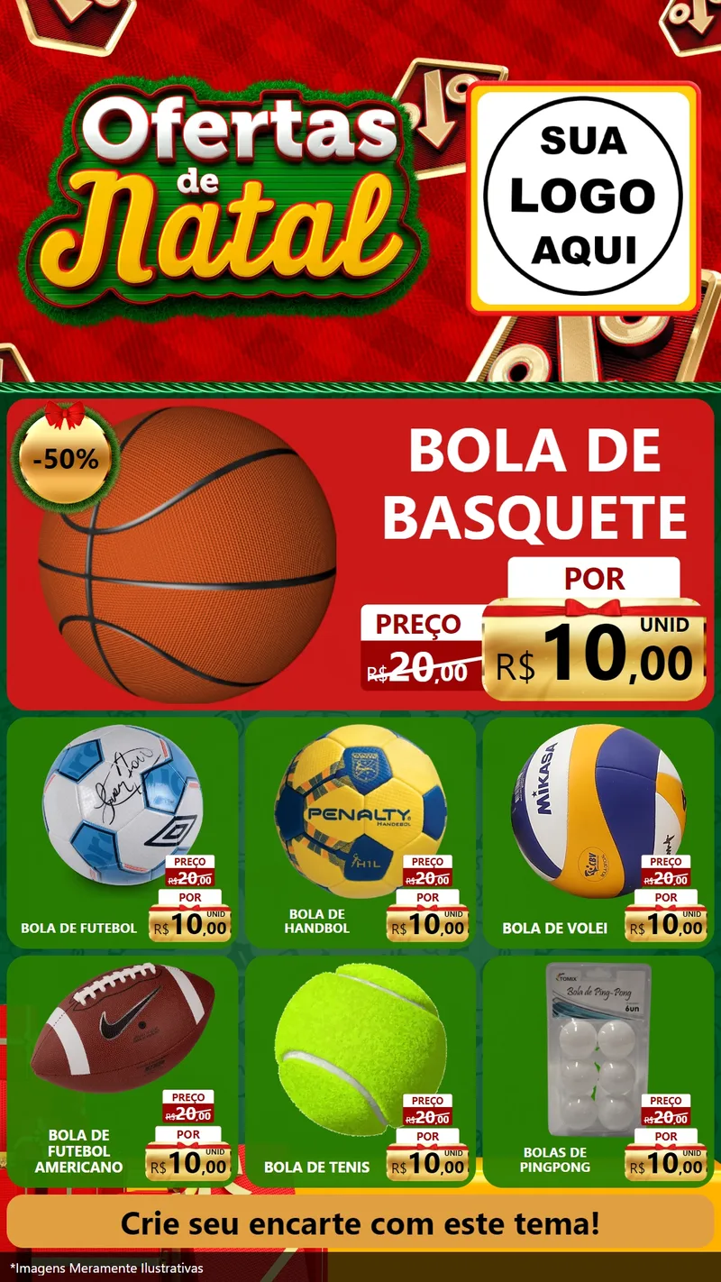 Modelo de Rede Social para Stories com o tema Ofertas de Natal para Artigos Esportivos