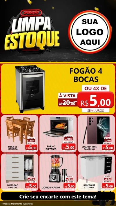 Modelo de Rede Social para Stories com o tema Operação Limpa Estoque para Móveis e Eletro