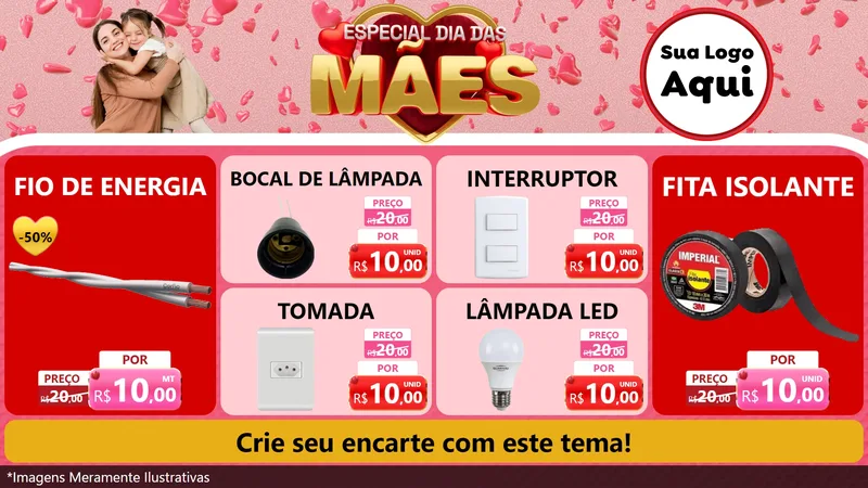 Modelo de TV para TV Horizontal com o tema Especial Dia Das Mães para Materiais Elétricos