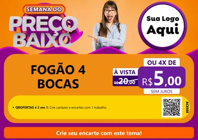 Modelo de Cartaz para Cartaz A4 Horizontal com o tema Semana do Preço Baixo para Móveis e Eletro