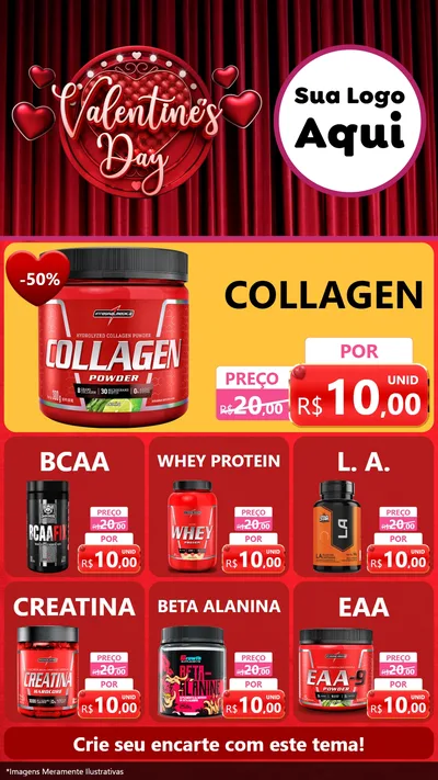 Modelo de Rede Social para Stories com o tema Valentine's Day para Suplementos alimentares