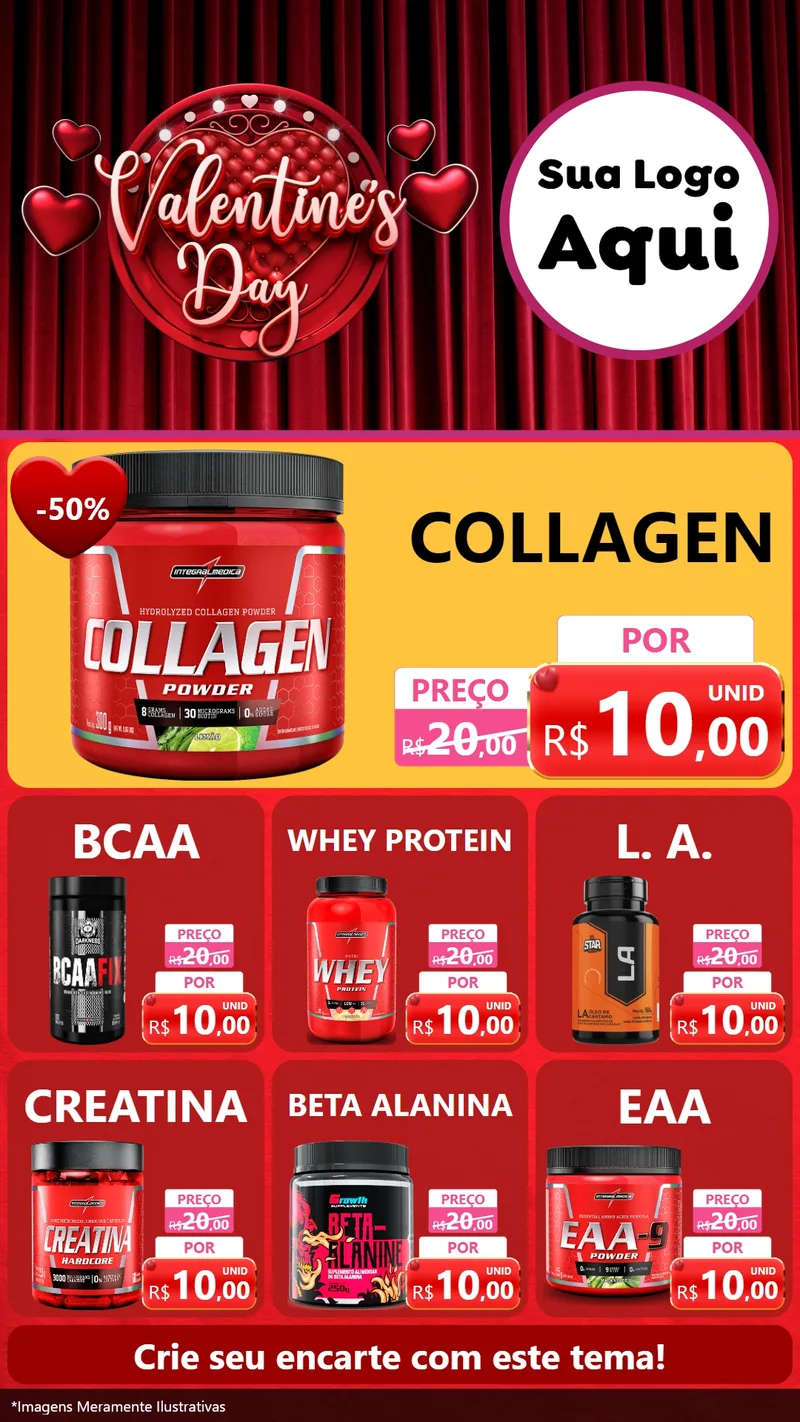 Modelo de Rede Social para Stories com o tema Valentine's Day para Suplementos alimentares