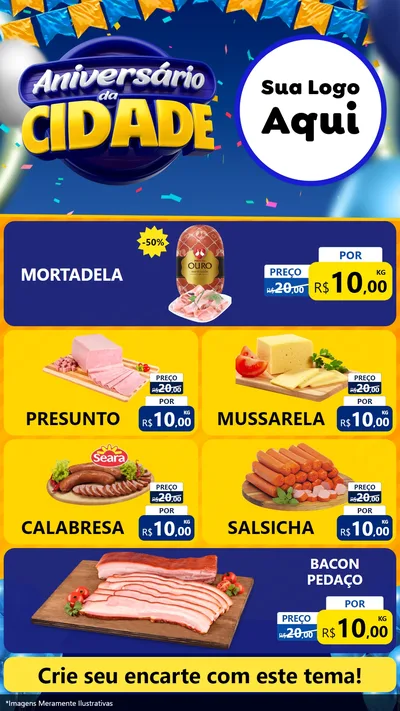 Modelo de TV para TV Vertical com o tema Aniversário da Cidade para Frios e Laticínios
