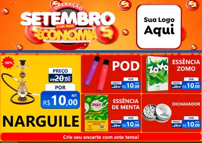 Modelo de Encarte para Encarte A4 Horizontal com o tema Operação Setembro Com Muita Economia para Tabacaria