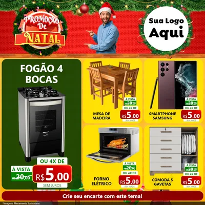 Modelo de Rede Social para Feed Facebook com o tema Promoção de Natal para Móveis e Eletro