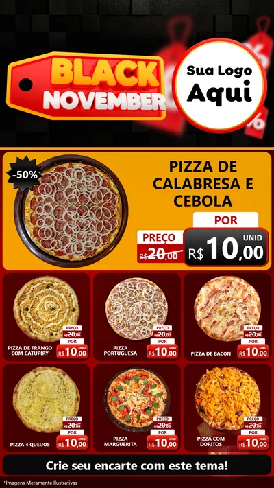 Modelo de Rede Social para Stories com o tema Black November para Pizzaria