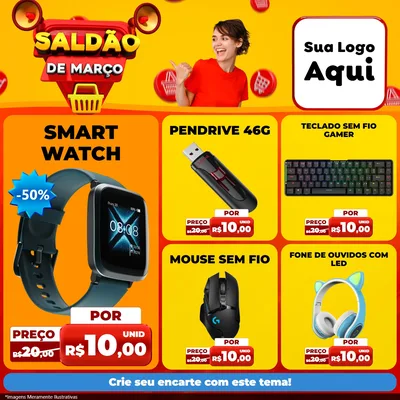 Modelo de Rede Social para Feed Facebook com o tema Saldão de Março para Informática