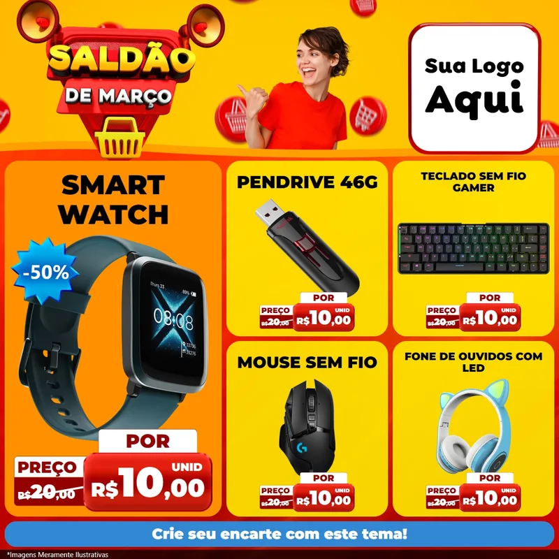 Modelo de Rede Social para Feed Facebook com o tema Saldão de Março para Informática