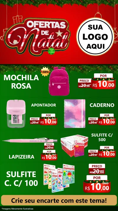 Modelo de TV para TV Vertical com o tema Ofertas de Natal para Papelaria