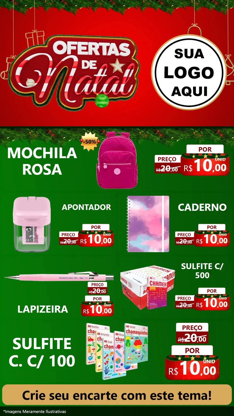 Modelo de TV para TV Vertical com o tema Ofertas de Natal para Papelaria
