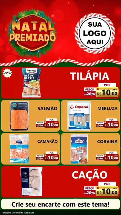 Modelo de TV para TV Vertical com o tema Natal Premiado para Peixaria