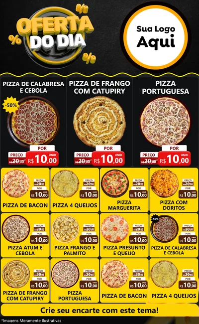 Modelo de Encarte para Encarte Grande com o tema Oferta Do Dia para Pizzaria