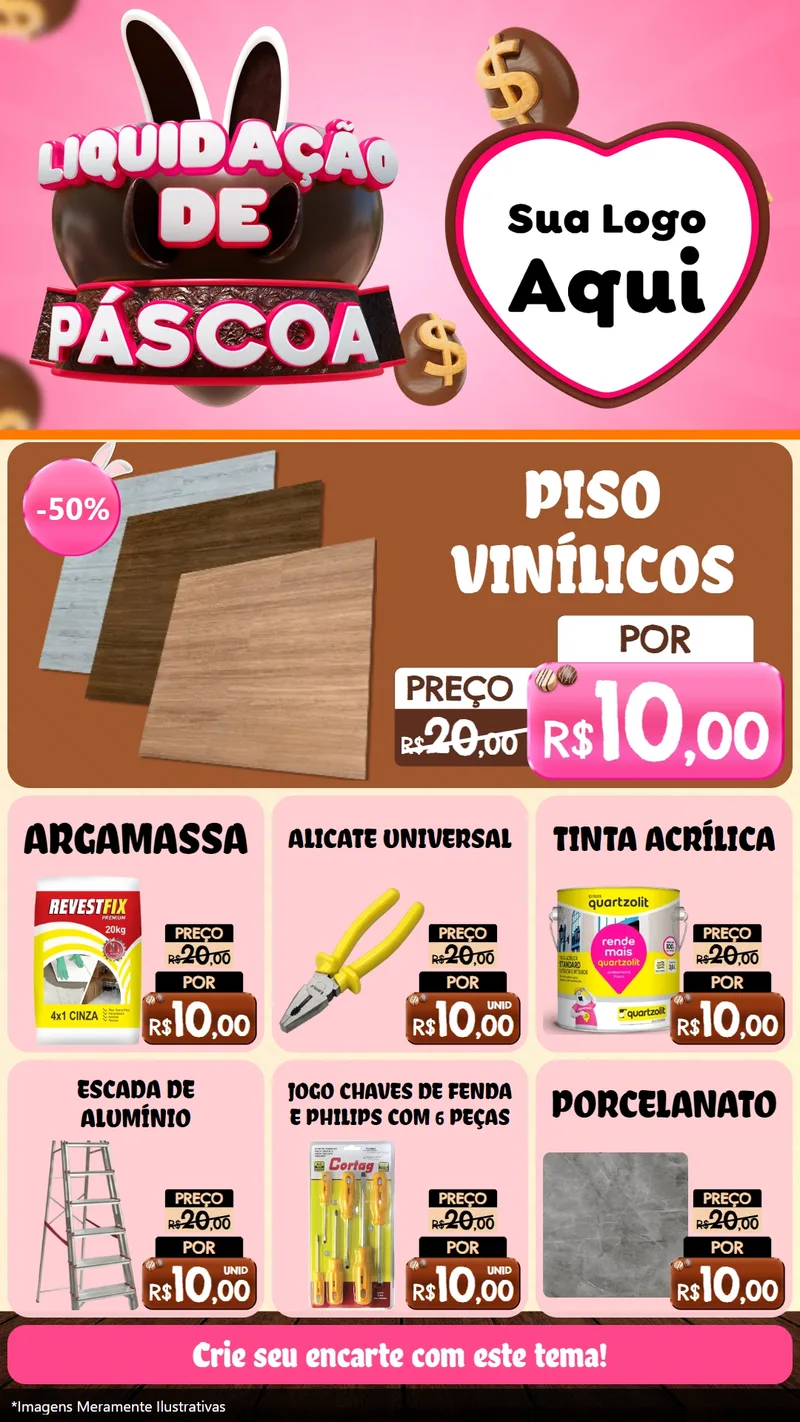 Modelo de Rede Social para Stories com o tema Liquidação de Páscoa para Material para Construção
