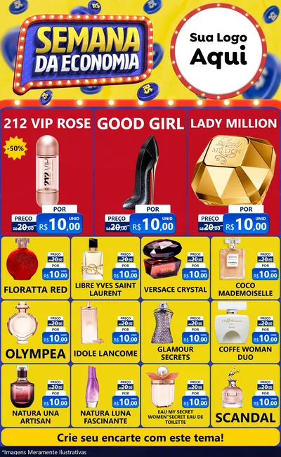 Modelo de Encarte para Encarte Grande com o tema Semana da Economia para Perfumes