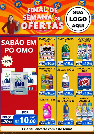 Modelo de Encarte para Encarte A4 Vertical com o tema Final de Semana de Ofertas para Produtos de Limpeza
