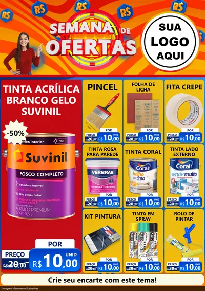 Modelo de Encarte para Encarte A4 Vertical com o tema Semana de Ofertas para Tintas e Ferramentas