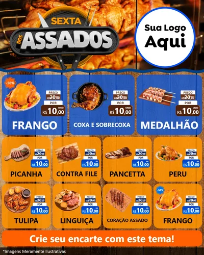 Modelo de Rede Social para Feed Instagram com o tema Sexta dos Assados para Assados