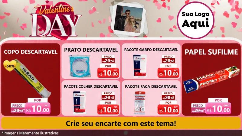Modelo de TV para TV Horizontal com o tema Valentine's Day para Embalagens