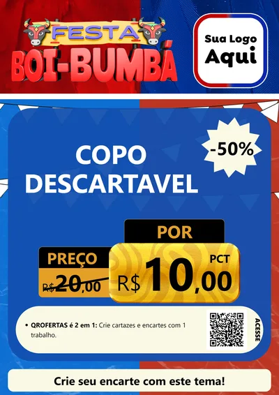 Modelo de Cartaz para Cartaz A4 Vertical com o tema Festa Boi Bumbá para Embalagens