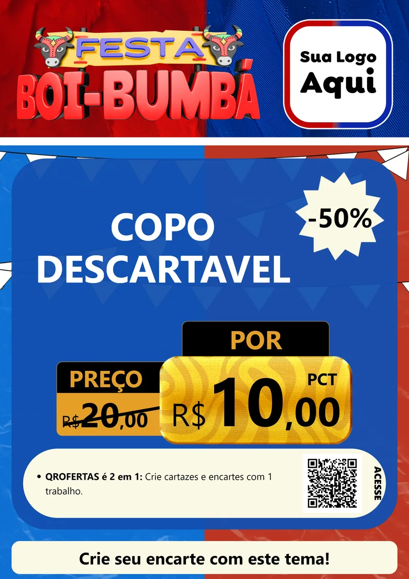 Modelo de Cartaz para Cartaz A4 Vertical com o tema Festa Boi Bumbá para Embalagens