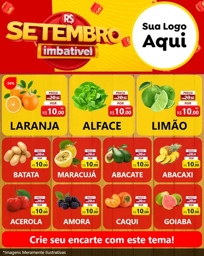 Modelo de Rede Social para Feed Instagram com o tema Setembro Imbatível para Hortifrúti