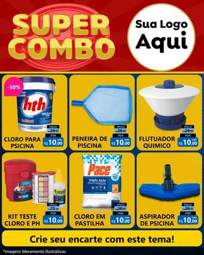 Modelo de Rede Social para Feed Instagram com o tema Super Combo para Produtos para Piscina