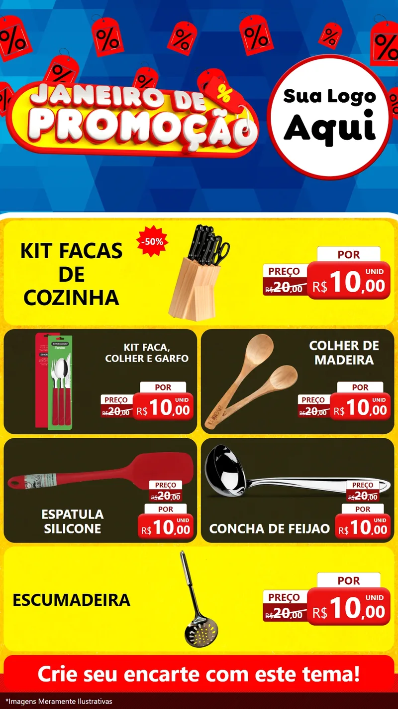 Modelo de TV para TV Vertical com o tema Janeiro de Promoção para Utilidades Domésticas
