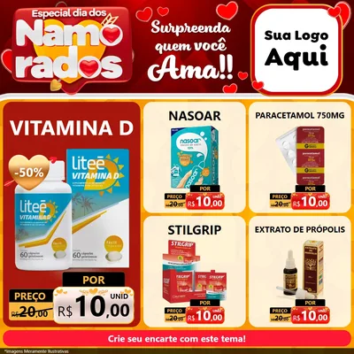 Modelo de Rede Social para Feed Facebook com o tema Especial Dia dos Namorados para Farmácia