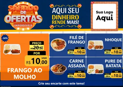 Modelo de Encarte para Encarte A4 Horizontal com o tema Sábado de Ofertas Imperdíveis para Restaurante