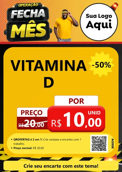 Modelo de Cartaz para Cartaz A4 Vertical com o tema Operação Fecha Mês para Farmácia