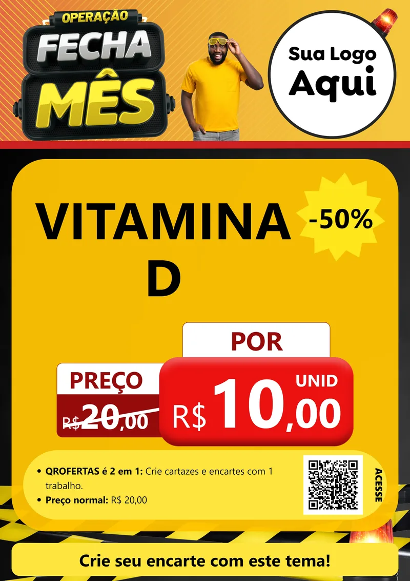 Modelo de Cartaz para Cartaz A4 Vertical com o tema Operação Fecha Mês para Farmácia