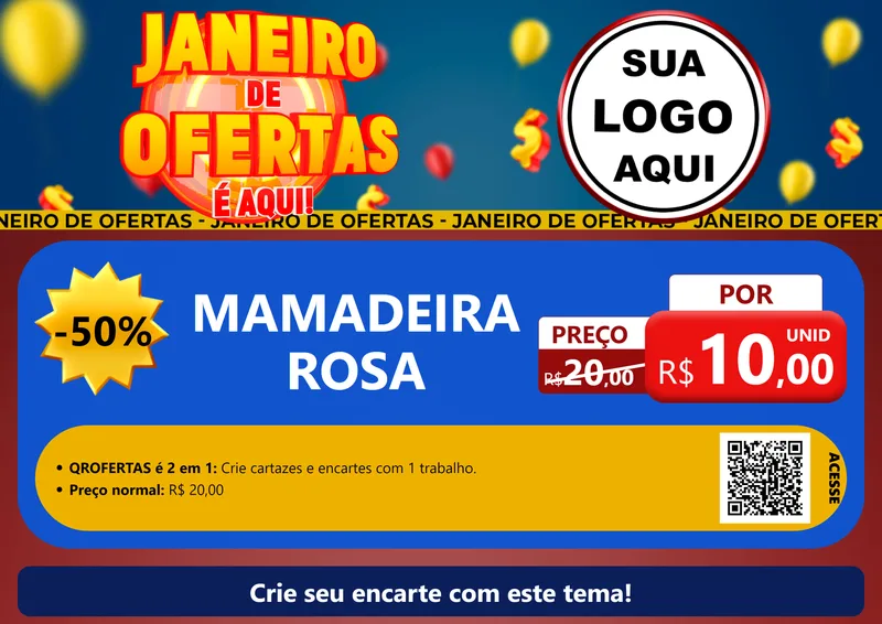 Modelo de Cartaz para Cartaz A4 Horizontal com o tema Janeiro de Ofertas É Aqui! para Bebês