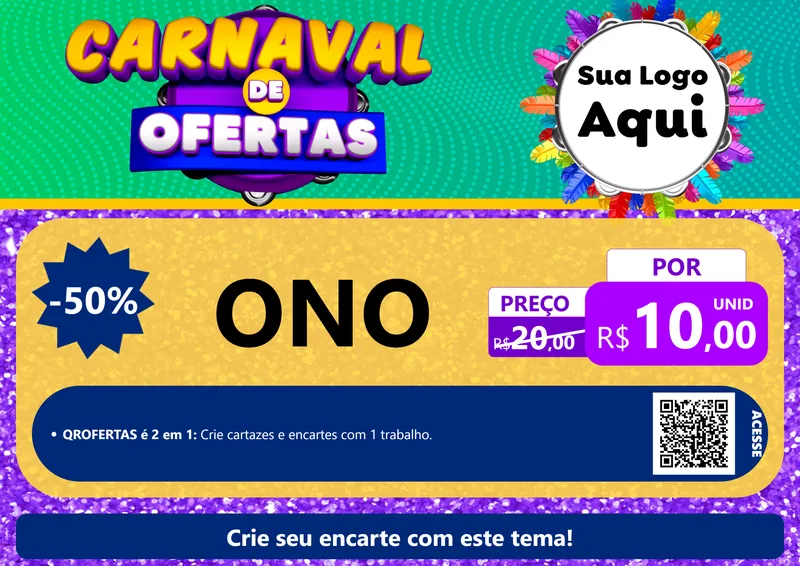 Modelo de Cartaz para Cartaz A4 Horizontal com o tema Carnaval de Ofertas para Óticas