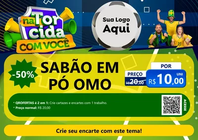 Modelo de Cartaz para Cartaz A4 Horizontal com o tema Na Torcida Com Você - Copa para Produtos de Limpeza