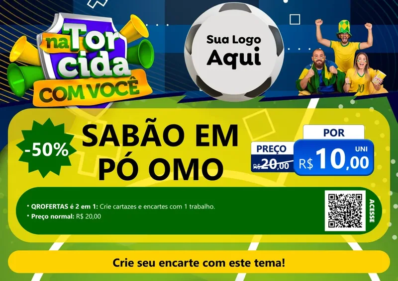 Modelo de Cartaz para Cartaz A4 Horizontal com o tema Na Torcida Com Você - Copa para Produtos de Limpeza