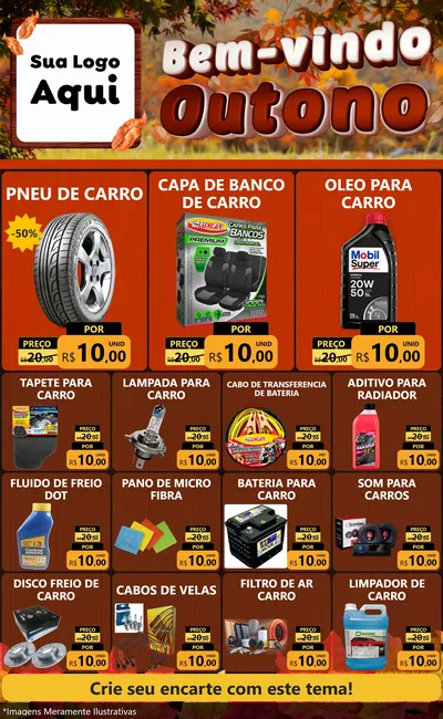 Modelo de Encarte para Encarte Grande com o tema Bem-vindo Outono para Auto peças