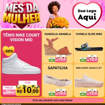 Modelo de Rede Social para Feed Facebook com o tema Mês da Mulher para Calçados