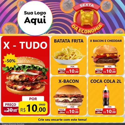 Modelo de Rede Social para Feed Facebook com o tema Sexta da Economia para Hamburgueria