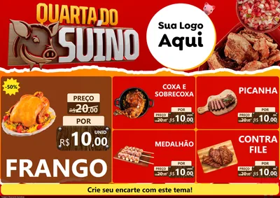 Modelo de Encarte para Encarte A4 Horizontal com o tema Quarta do Suíno para Assados