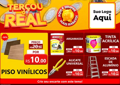 Modelo de Encarte para Encarte A4 Horizontal com o tema Terçou do Real para Material para Construção