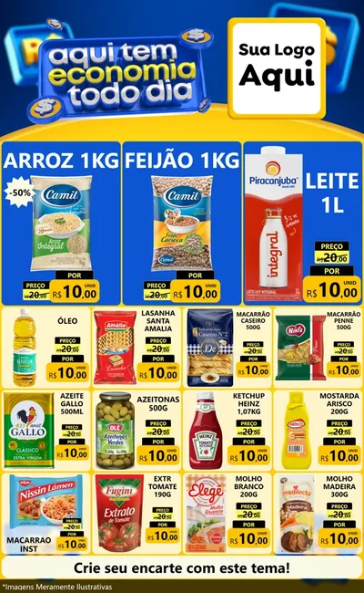 Modelo de Encarte para Encarte Grande com o tema Aqui Tem Economia Todo Dia para Supermercado