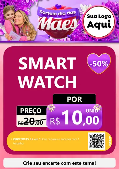 Modelo de Cartaz para Cartaz A4 Vertical com o tema Sorteio Dia das Mães para Informática
