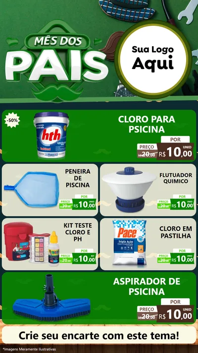 Modelo de TV para TV Vertical com o tema Mês dos Pais para Produtos para Piscina