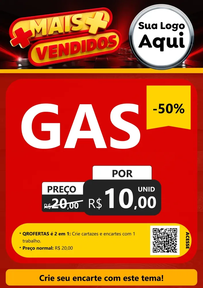 Modelo de Cartaz para Cartaz A4 Vertical com o tema Mais Vendidos para Água e gás