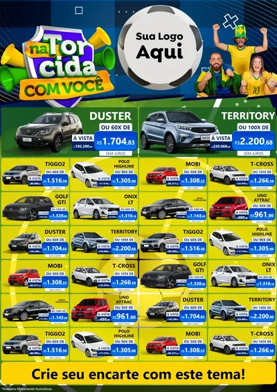 Modelo de Encarte para Encarte A4 Vertical com o tema Na Torcida Com Você - Copa para Concessionaria de Carros