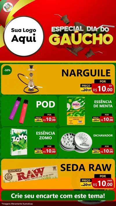 Modelo de TV para TV Vertical com o tema Especial Dia do Gaúcho para Tabacaria