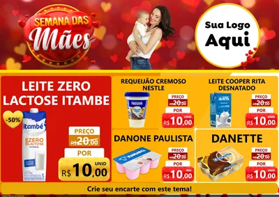 Modelo de Encarte para Encarte A4 Horizontal com o tema Semana das Mães para Frios e Laticínios