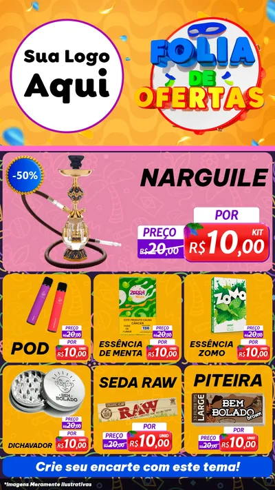 Modelo de Rede Social para Stories com o tema Folia de Ofertas para Tabacaria