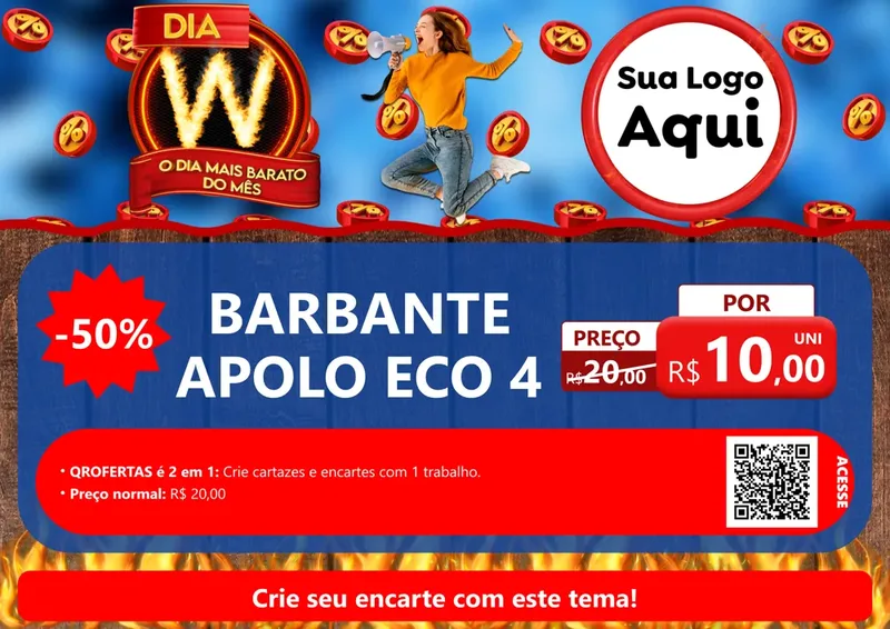 Modelo de Cartaz para Cartaz A4 Horizontal com o tema Dia W - O Dia Mais Barato Do Mês para Armarinho e Aviamentos